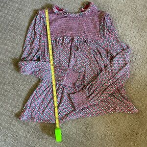 Boden Red and Green Heart Patterned Top